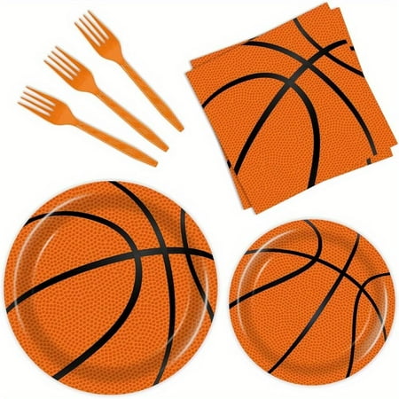 96PCS Basketball Plates and Napkins Party Supplies Basketball Birthday Decorations Basketball Plates Party Supplies Basketball Party Favors Disposable Set