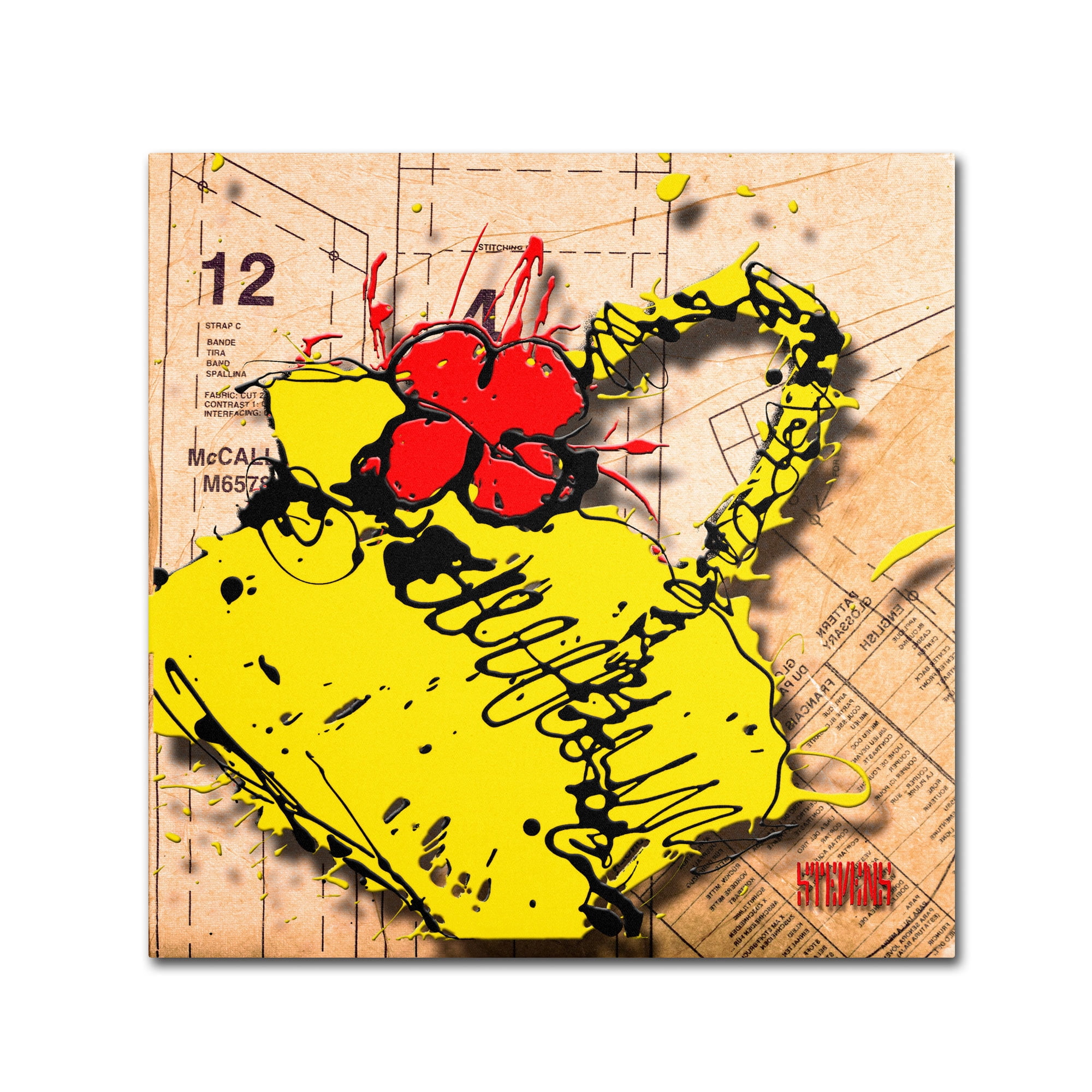 Trademark Fine Art "Flower Purse Red on Yellow" Canvas Art by Roderick Stevens