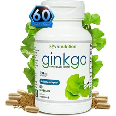 VH Nutrition Ginkgo Biloba Supplement 550mg | Cognitive and Memory Support* | Boost Mental Clarity and Focus | Brain Health Supplement | 60 Capsules