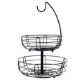 thumbnail image 4 of Auledio Houseware 2 Tier Fruit Basket Bowl with Banana Hanger for Kitchen Countertop, Detachable Fruit Vegetable Storage Holder Display for Kitchen,Black, 4 of 7