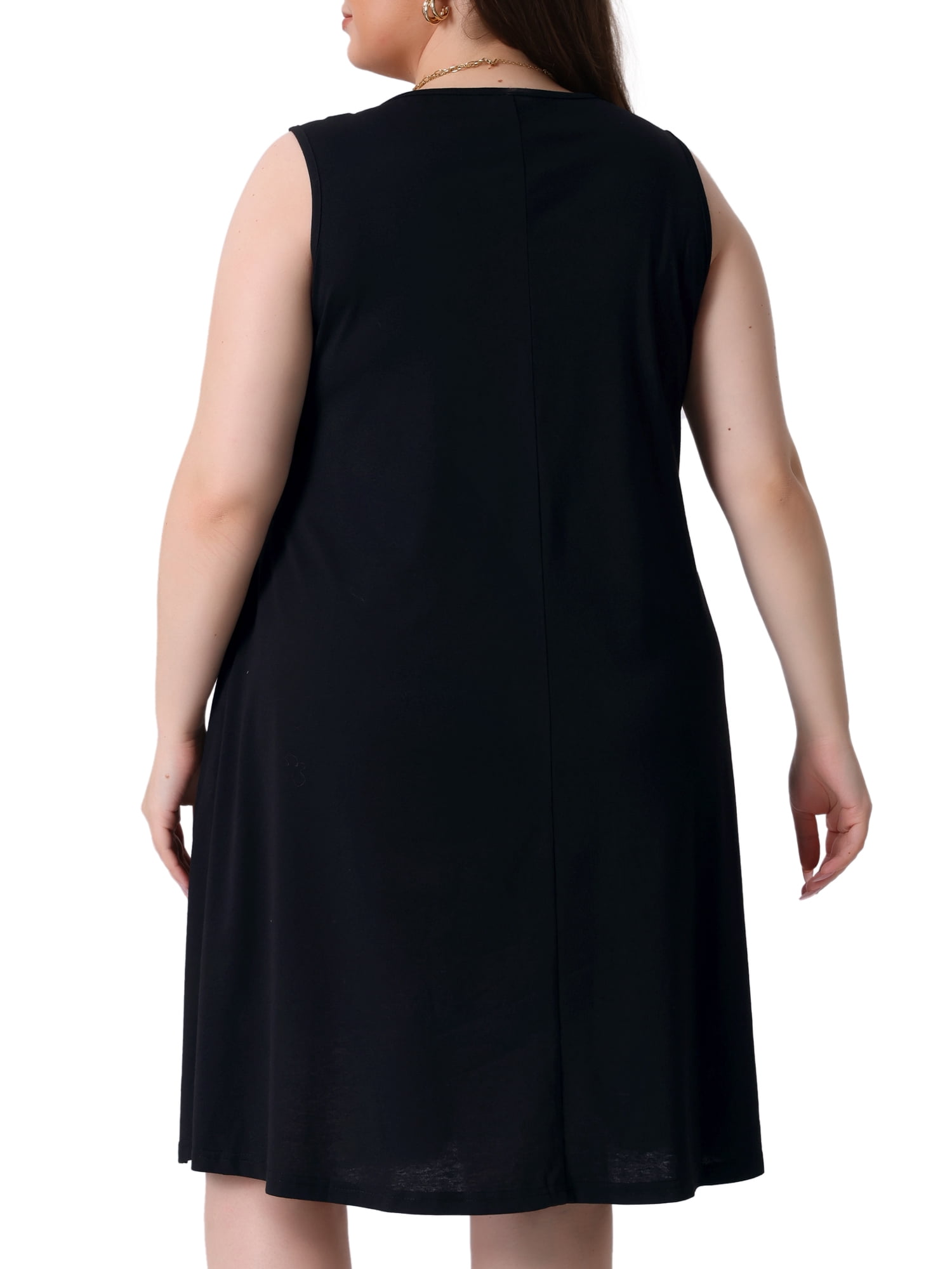 DARING DIVA Plus Size Floral Tank Sleeveless Boho Dress 1X Black