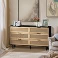 thumbnail image 3 of 51.18"6-Drawers Rattan Storage Cabinet Rattan Drawer,for Bedroom,Living Room,Black (Same SKU:W757112779), 3 of 5