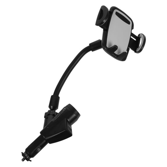 Beaupretty Sturdy Black Car Phone Holder with Dual USB Ports and Lighter Adapter