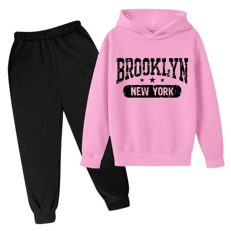 

Outfits for Boys 5t Tracksuit Set Brooklyn Letter Print Hoodie & Jogger Set with Pocket Long Sleeve Sweatsuit Casual Clothing Set # 5T