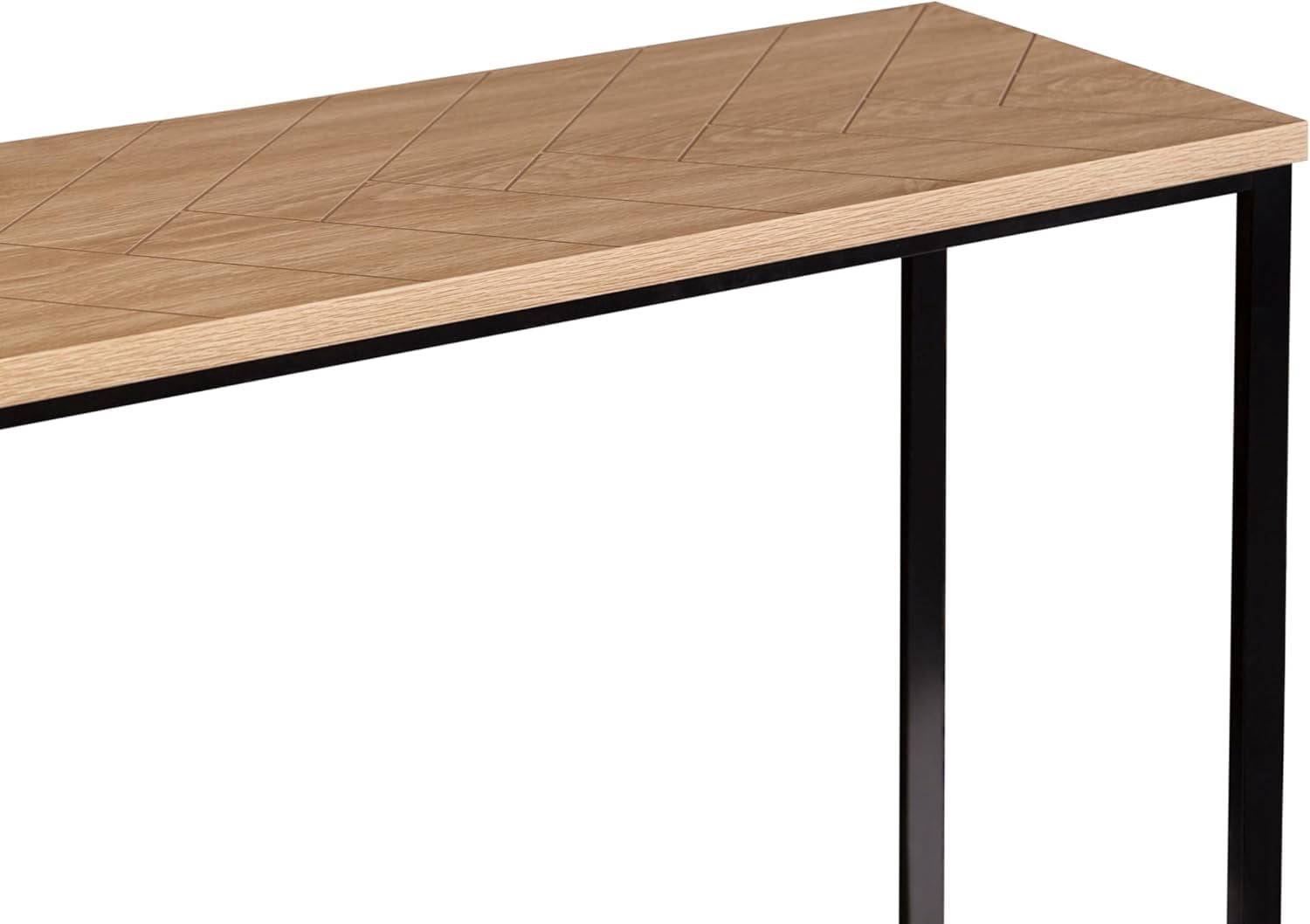 Bali Coastal Modern Console Table Natural Wood Top with Black Metal Legs