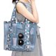 thumbnail image 1 of Women Candy Flower Clear Transparent Handbag Shoulder Vegetable Bag Beach Outdoor Travel Storage Bag (Sky Blue), 1 of 2
