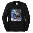 thumbnail image 2 of Wolves and the Moon in the Winter Night | Mens Animal Lover Long Sleeve T-Shirt, Black, Small, 2 of 3