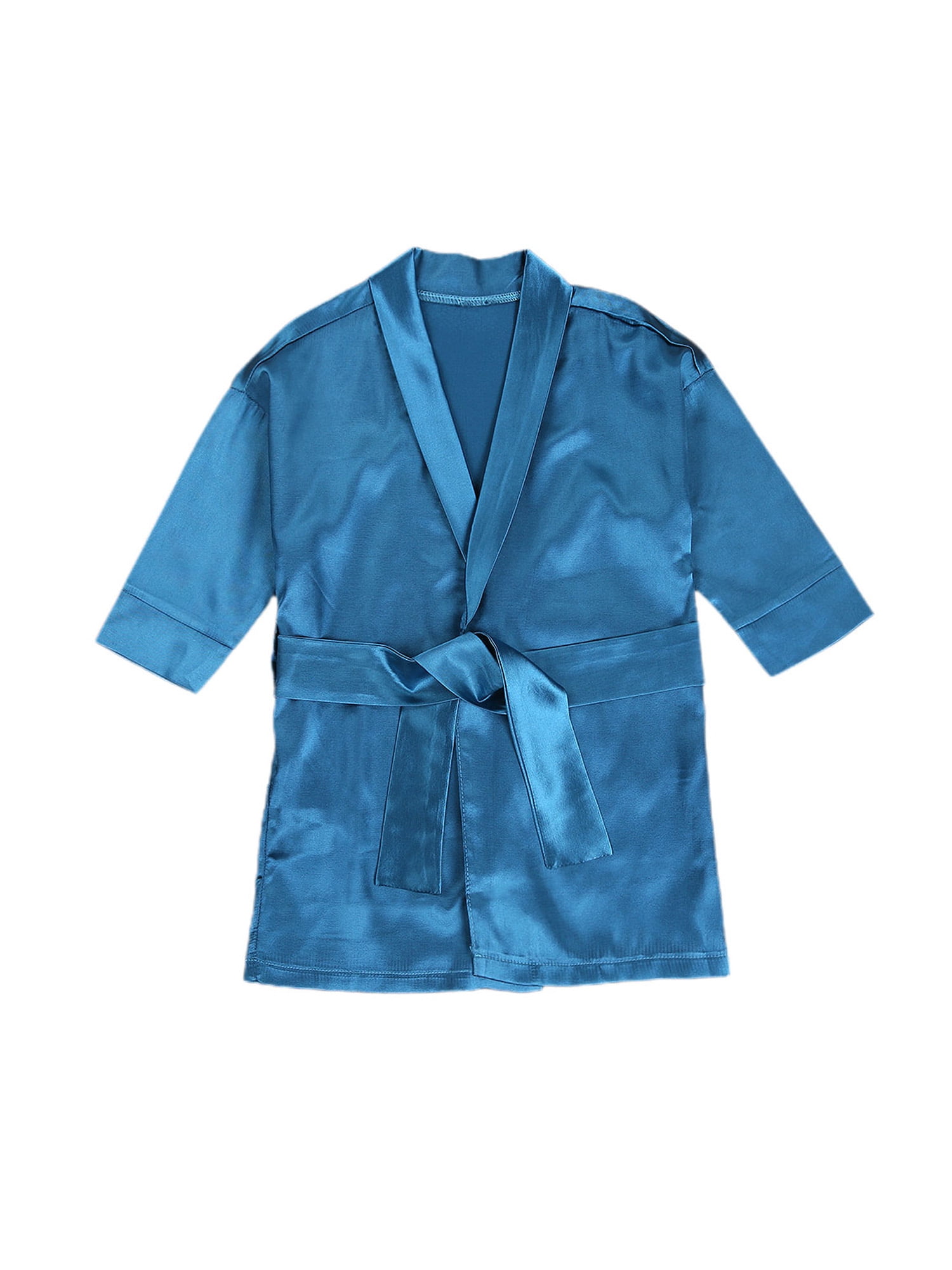 Baby Boy Silk Satin Gown Sleepwear Plain Kimono Robe Toddler Kids