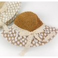 thumbnail image 2 of Sombrero de paja plegable para mujer, anti-UV (caqui), gorro de paja panamá para mujer, ala ancha, gorro de playa de moda, decoración de lazo, 2 of 4