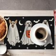thumbnail image 4 of Halloween Placemats Set of 4,Black Cute Ghost Pumpkin Bats Table Mats 12x18 inch, Fall Autumn Holiday Heat-Resisting Non Slip Linen Burlap Place Mats for Kitchen Dining Table Decor, 4 of 5