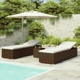 thumbnail image 1 of vidaXL 3 Piece Garden Sun Loungers with Tea Table Poly Rattan Brown, 1 of 5