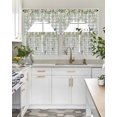 thumbnail image 4 of Watercolor Floral Swag Kitchen Curtains Sets for Windows 24 Inch Length, Spring Flowers Birds Plants Gray Plaid Short Window Curtain Panels Swags Valances and Tiers 3 Piece Set for Cafe/Dining Room, 4 of 5