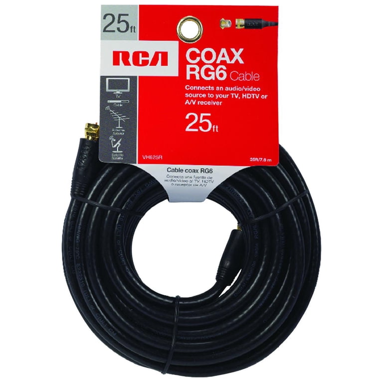 RCA, 25' RG-6 Digital Coaxial Cable, Gold Plated F Connectors