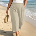 thumbnail image 7 of Khunlpohl Womens Capri Pants Plus Size Wide Legs Palazzo Elastic High Waist Pant Casual Baggy Plain Capris Trousers with Pockets, 7 of 7