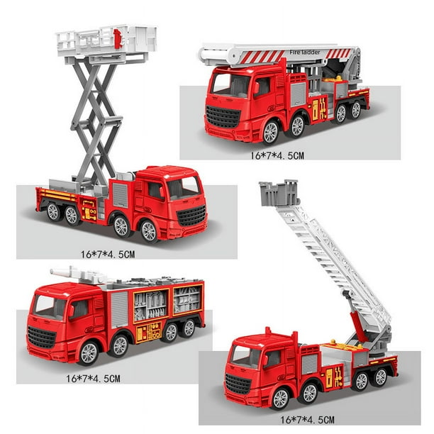 El juego de modelos de simulación de rociadores de camión de bomberos de aleación puede levantar el automóvil de inercia para niños y niñas, juguete de regalo para niños