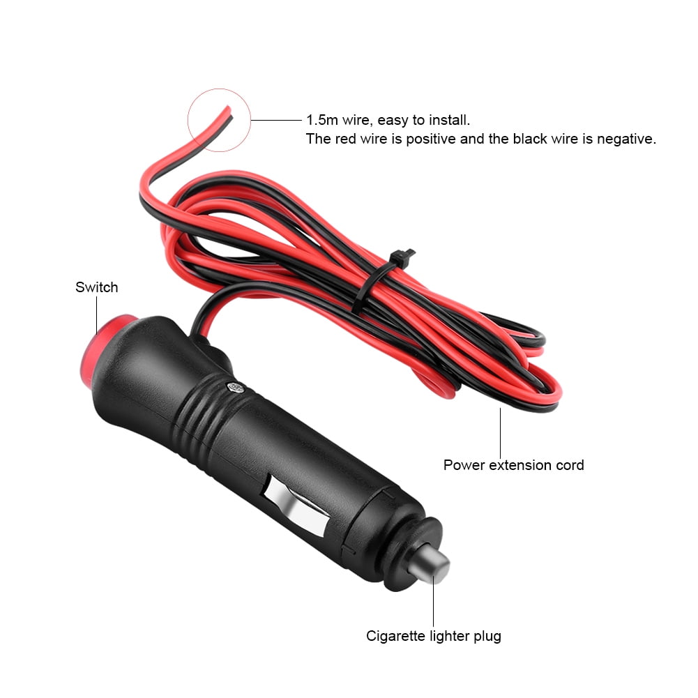 1.5m Universal Truck Car Cigarette Lighter Power Plug Cable