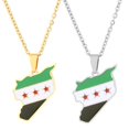 thumbnail image 4 of Syrians Map Charm Necklace Jewelry Stainless Steel Flag Pendant Clavicle Chain Traditional Ethnic Syrians Map Jewelry, 4 of 9