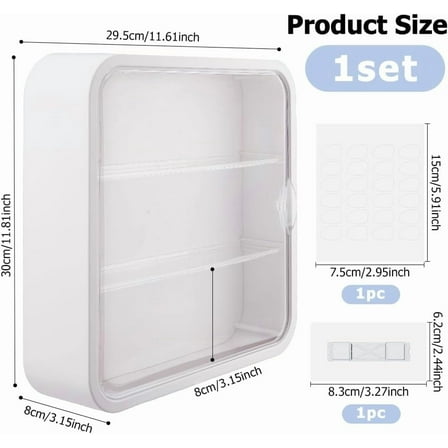 3-Tier Figure Display Case 29.5x8x30cm Wall Hanging Display Box Beige Wall Mounted Plastic Display Boxes Storage Box Clear Display Case with Door for Minifigure Anime Artifact Display