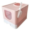 thumbnail image 3 of Hooded Cat Enclosed Cat Toilet Removable Folded Urine Pink, 3 of 8