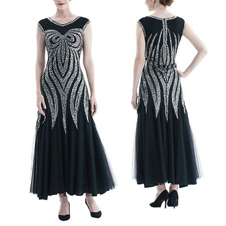 

Women Dress Vintage 1920s Sequin Beaded Tassels Party Night Gown Dress