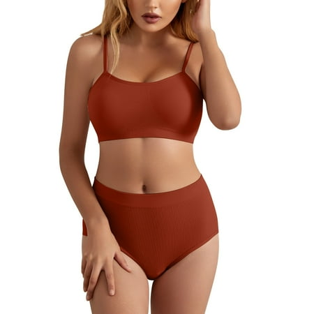 EHQJNJ Bra and Underwear Set Cotton French Lingerie Female Small Chest Gathered Thin No Steel Ring Large Size Sports Camisole Bra Set Bralette and Panty Sets for Women