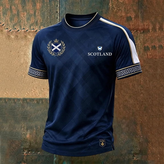 Men Soccer T-Shirt Raglan Top Football Scotland Men Fashion Casual T Shirts Short Sleeve Tee Crew Neck Shirts Solid Color Summer Casual Loose Blouses L