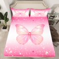 thumbnail image 2 of Homewish Flying Butterfly 3pcs Twin Sheet Sets For Children Teens Female,Stars Bling Glitter Twin Fitted Sheet,Gradient Ombre Pink Breathable Flat Sheet,Microfiber Bedroom Decor, 2 of 7