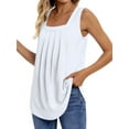 thumbnail image 4 of UVN Summer Tank Tops for Women Square Neck Sleeveless Tops Pleated Curved Hem Flowy Shirts Loose Fit Camis, 4 of 9