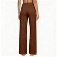 thumbnail image 3 of Yifymode Women High Waist Straight Leg Pants Casual Wide Leg Trousers with Pockets for Work,Coffee M, 3 of 4