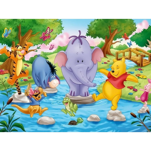 Pooh Bear Diamond Painting Kits for Adults,Farmhouse 5D Diamond Art Kits for Beginner, DIY Full Drill Diamond Dots Gem Art and Crafts Home Wall Decor 12"x16"