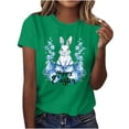 thumbnail image 2 of Hfnxid Easter Shirts for Women Funny Bunny Rabbit Graphic T Shirt Lightweight Breathable Crewneck Top Fahsion Flower Holiday Vacation Shirt Green L, 2 of 5