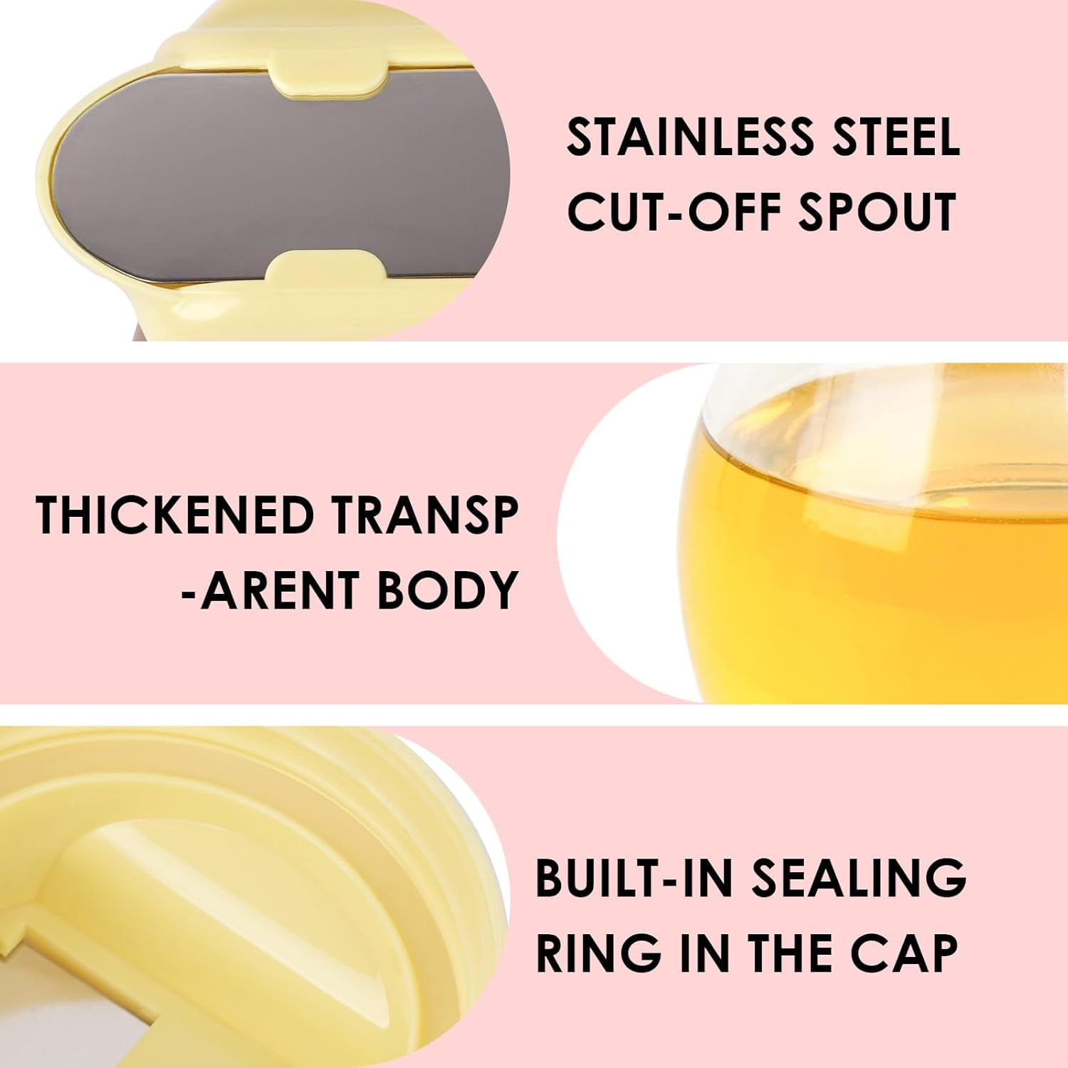 CATPAN 13.5 Oz Syrup Dispenser, No-Drip Pourers for Maple Syrup, Oil Dispenser Bottle with Non-Slip Handle, Honey Jar & Sirop Container, Reusable Syrup Bottle for Kitchen (Yellow)