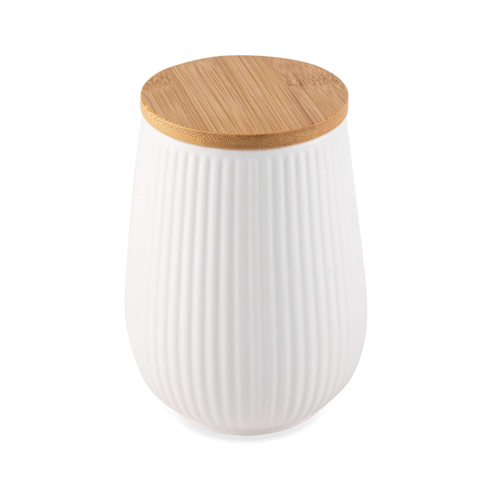 2 pack) Thyme & Table Small (693 ml) Ceramic Ribbed Kitchen Organization  Canister with Bamboo Lid, White - Walmart.com