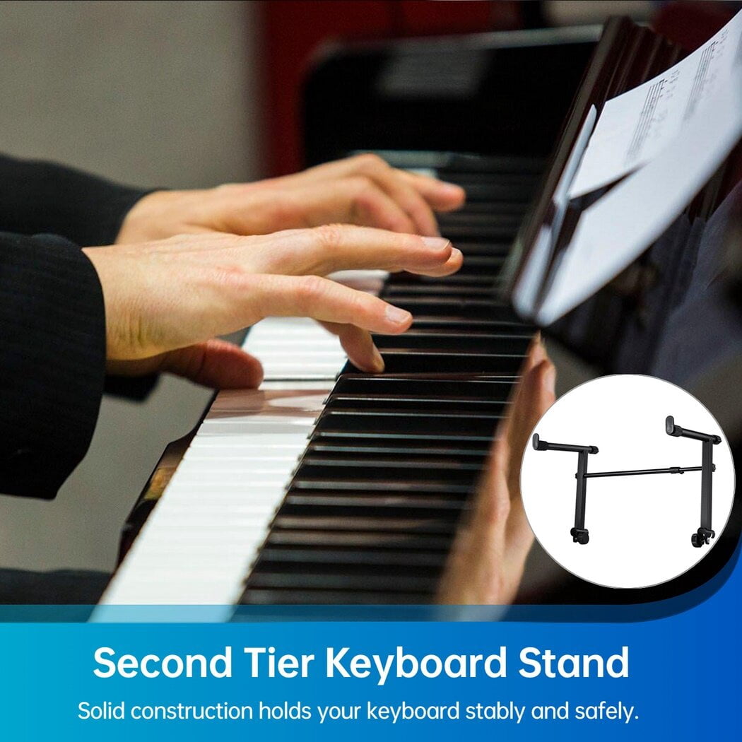 Second Tier Keyboard Stand, Extension Adapter for Keyboard Supports with Adjustable Width, Universal Iron Extension Stand for Electronic Organs