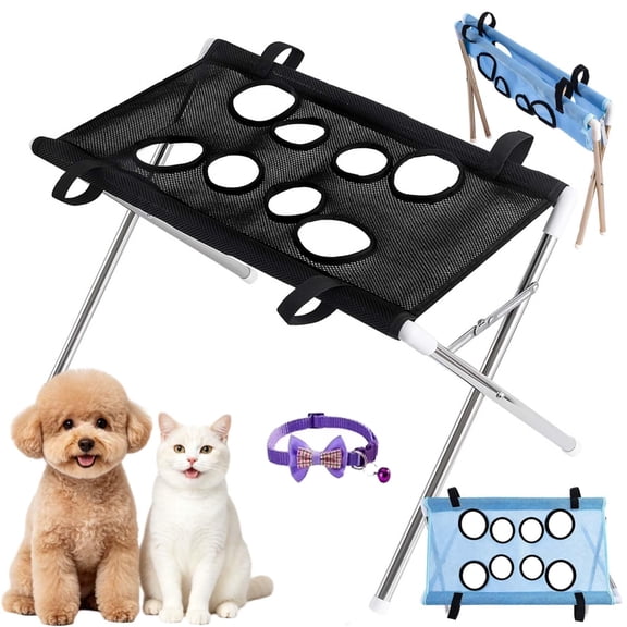 2-in-1 Foldable Pet Grooming Bed, Foldable Pet Bathing Stand with Strap | Foldable Pet Bathing Station, Dog Grooming Hammock, Quick Dry Mesh Table, Secure Support Strap, Nail Trimming Slingent