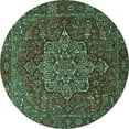 thumbnail image 1 of Ahgly Company Indoor Round Persian Turquoise Blue Traditional Area Rugs, 5' Round, 1 of 4