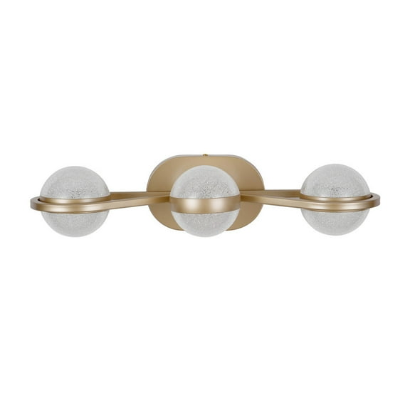 TICOZE 3-Light LED Bathroom Vanity Light with Crystal Sand Acrylic Shades – Champagne Gold, Modern & Energy-Efficient Wall Mount Fixture