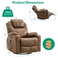 thumbnail image 5 of VIVIJASON Manual Massage Rocker Recliner Chair, 360° Swivel Glider Lounge Chair with Heat Ergonomic Home Theater Recliner Sofa with 2 Cup Holders, Side Pockets & USB Ports for Living Room, Brown, 5 of 6