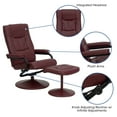 thumbnail image 5 of Flash Furniture Contemporary Multi-Position Recliner and Ottoman with Wrapped Base in Burgundy LeatherSoft, 5 of 12