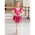 thumbnail image 2 of Aideaone Girls Ballet Dance Dress Toddler Leotards Ruffle Sleeve Shiny Ballet Tutu Skirt Rose Pink 2-9T, 2 of 7