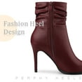 thumbnail image 4 of Unique Bargains Women's Side Zip Solid Pointy Toe Stiletto Heel Ankle Boots Burgundy 9.5, 4 of 6