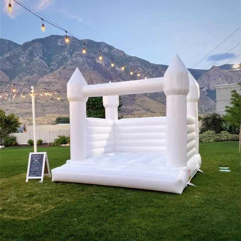 Commercial White Bounce House 13x13x12ft Large Inflatable Castle