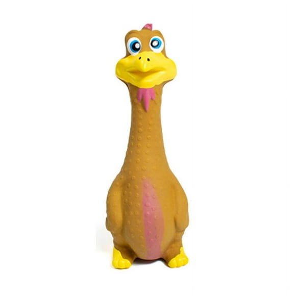 Juguetes de látex para pollos, resistentes a las mordeduras y al rechinamiento de dientes, con dibujos animados, interactivos y chirriantes para mascotas, color marrón