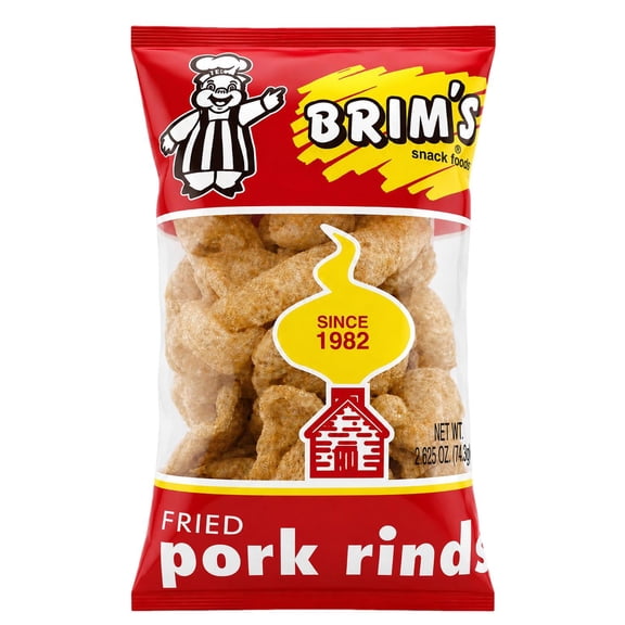 Brim’s Fried Pork Rinds, Original Crunchy Pork Skins Snack, 2.625 oz Bag