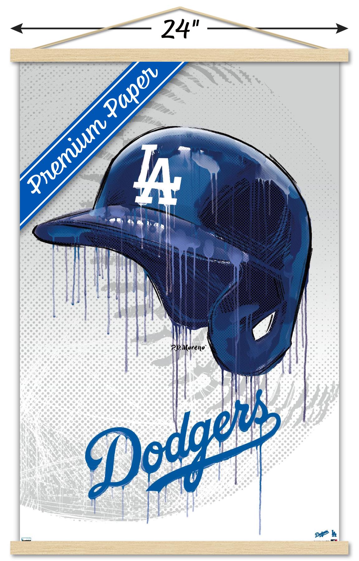 MLB Los Angeles Dodgers - Drip Helmet 20 Wall Poster with Wooden Magnetic Frame, 22.375" x 34"