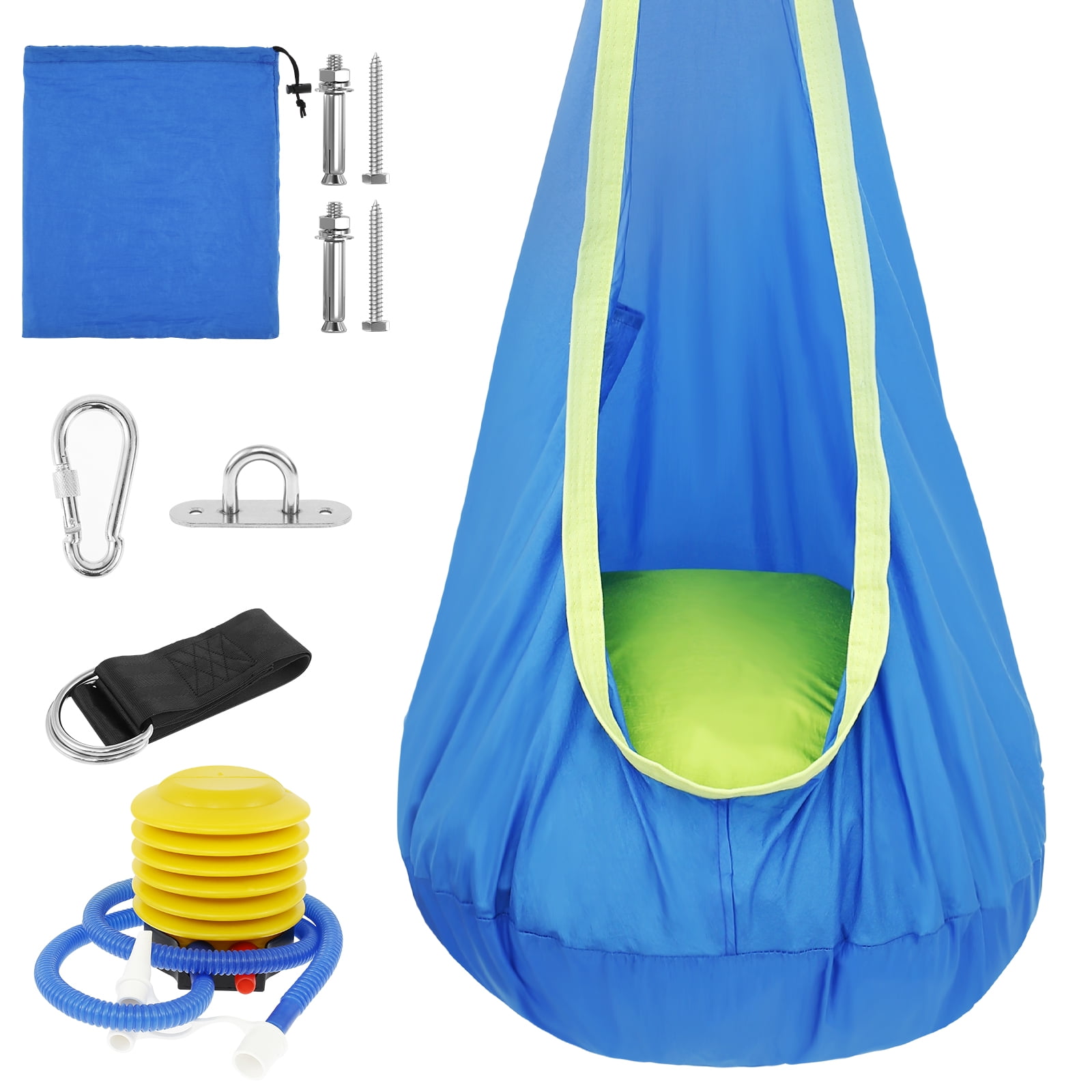 Kids Pod Swing Seat Hammock Chair Swing with Inflatable Pillow Hanging Hammock Chair Sensory Swing Chair with Pocket Max 200kg,62.99*27.56in