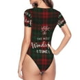 thumbnail image 4 of Haiem Wonderful Time Christmas Women's Crew Neck Short Sleeve Bodysuit Tops Stretchy Slim Basic-Medium, 4 of 9