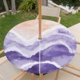 thumbnail image 3 of Purple Waves Coastal Round Outdoor Tablecloth with Umbrella Hole Zipper, PurpleOmbre Summer Beach Oceans Elastic Fitted Table Cover, Waterproof Table Cloth for Patio Picnic Party Fits 31"-35", 3 of 9