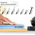 thumbnail image 3 of Razorri Knife Sharpening Stone Kit - Double-Sided 400/1000 and 3000/8000 Grit Whetstones, Flattening Stone & Releveling Stone - Leather Strop and Angle Guide Included - Sharpen and Polish Metal Blades, 3 of 7