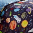 thumbnail image 3 of Azul Espacio Exterior Planetas Niños Ropa de Cama Twin Funda Nórdica Set Rockets Estrellas Azul Marino, 3 of 4